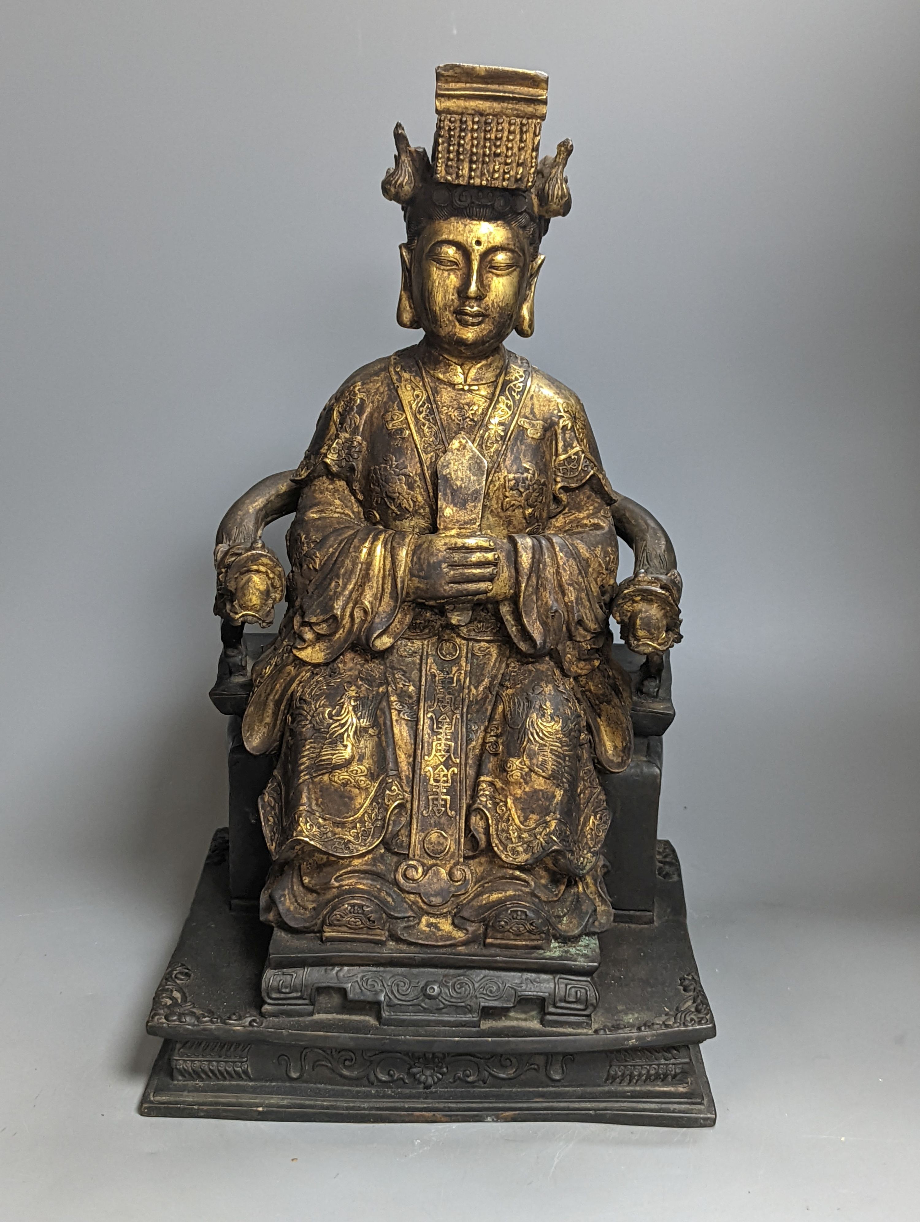 A Chinese bronze figure of an Xi Wangmu, 40cm